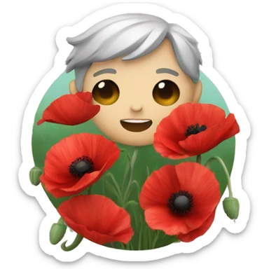 Feel better with red poppies sticker
