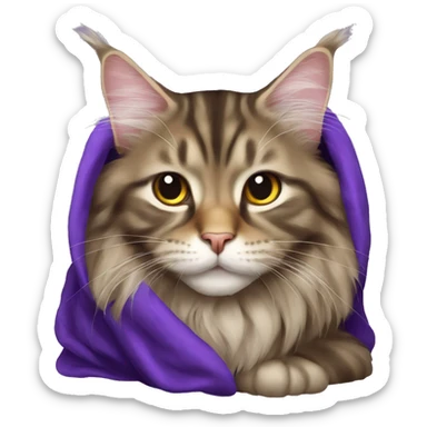 Maine coon with purple blanket sticker