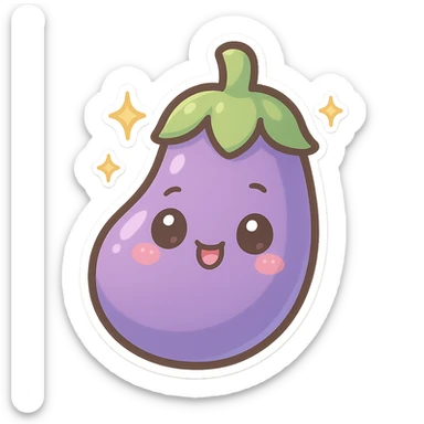 Sparkling Q-version sticker eggplant, cute and exaggerated sticker