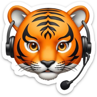 tiger face with headset and microphone for Twitch emote sticker