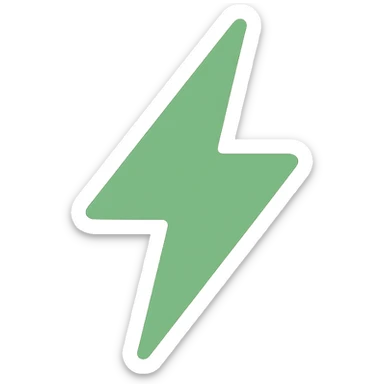simple green lightning bolt, flat design sticker