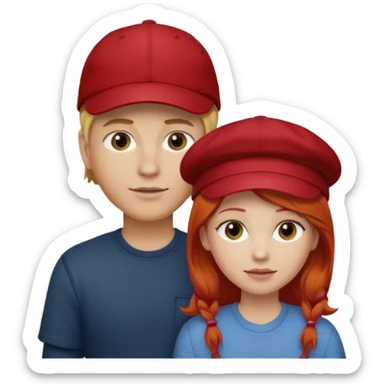 couple boy blond with cap and woman redhair sticker