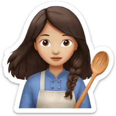 Long haired Asian girl baking  sticker