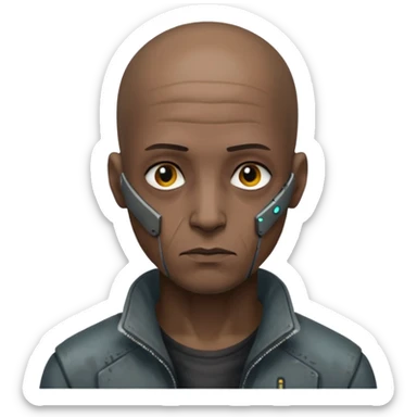 cyberpunk poor man whihout hair sticker