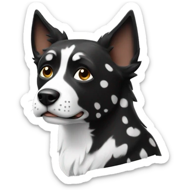 Laika dog, black and white with spots (more white) sticker