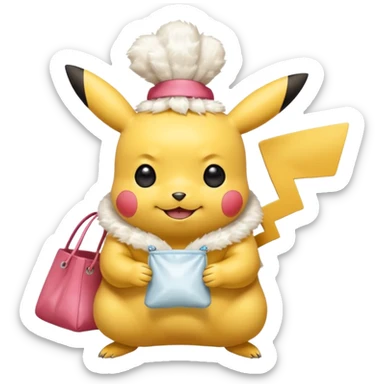 pikachu with transparent bag of white powder in hands sticker