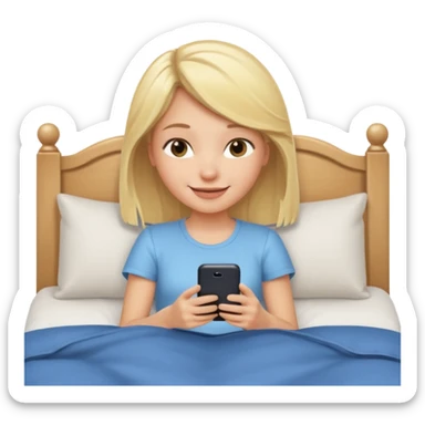 girl texting on bed sticker