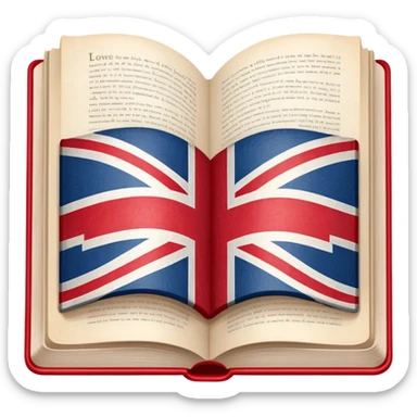 An open book with English flag pattern on it sticker