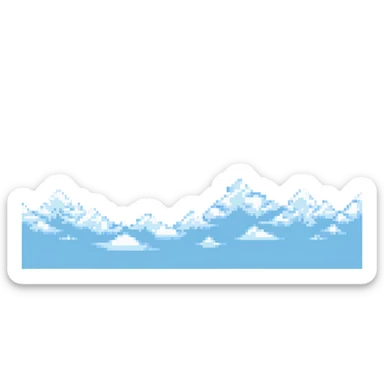 Change the scene to daytime with a bright sky, keeping the pixel art style and snowy background. sticker