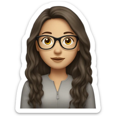 brunette girl with glasses and long hair sticker