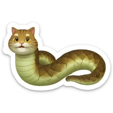 chat qui dort sur un serpent  sticker