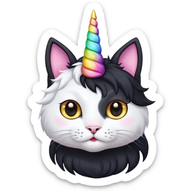 Black long haierd cat whit A unicorn horn sticker