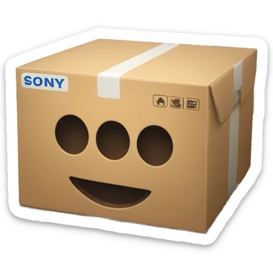 a box with "sony" logo on it sticker
