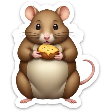 A fat rat eating sticker