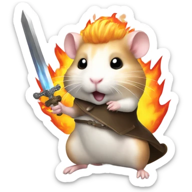 Hamster with a flaming sword sticker