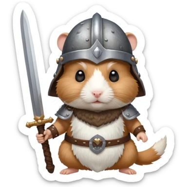 hamster with viking helmet and sword sticker