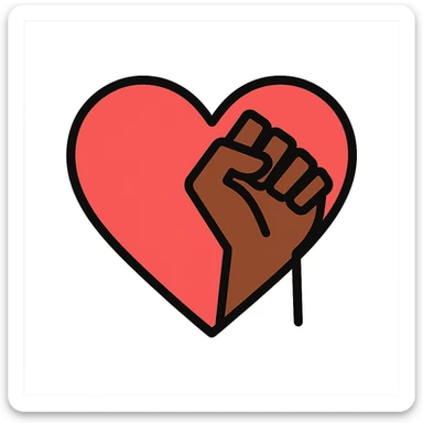 Black Lives Matter heart and fist symbolizing solidarity, vibrant colors, no text sticker