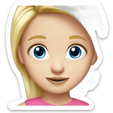 cute blonde blue eyes caucasian daughter pink top sticker
