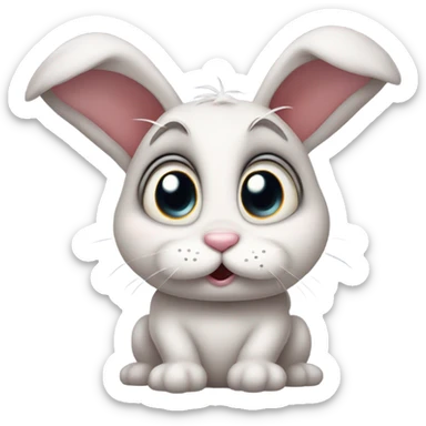 Cute bunny with sad face about to cry sticker