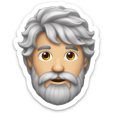 hombre pelo gris barba de candado con pastel sticker