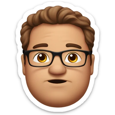 A brown-haired fat man with glasses sending a kiss sticker