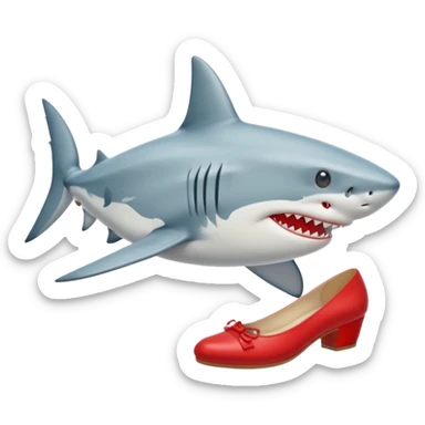 un requin avec des chausures rougr sticker