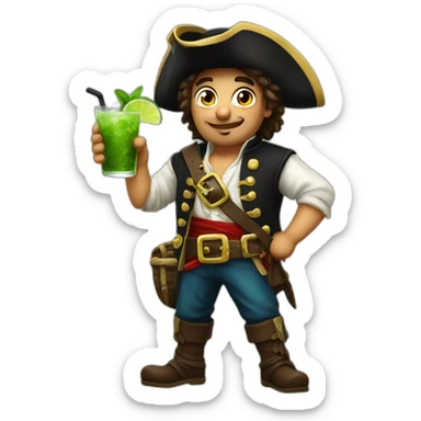 young italian pirate drinking mojito sticker
