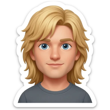 blonde man with long hairs sticker