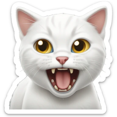 White kitten very angry hissing   sticker