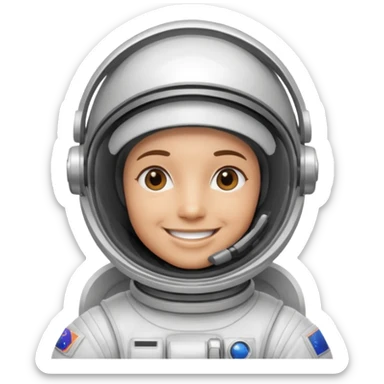 Astronaut in white EVA suit with silver visor helmet sticker
