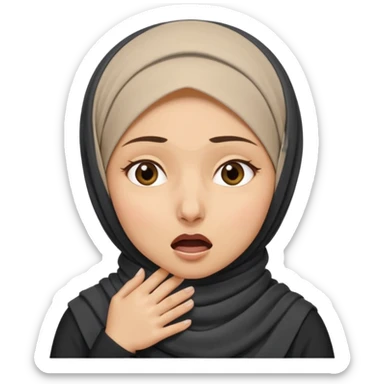 A light hijabi woman choking herself out of frustration but she's nonchalant  sticker