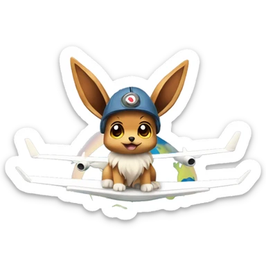 Eevee on top of the World with Airplane  sticker