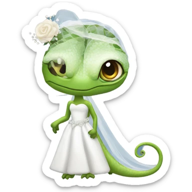 Chameleon wearing a wedding dress sticker