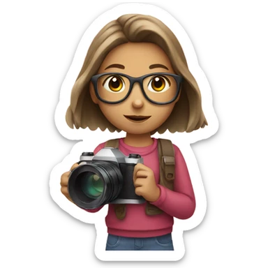 girl with a camera and a pencil sticker