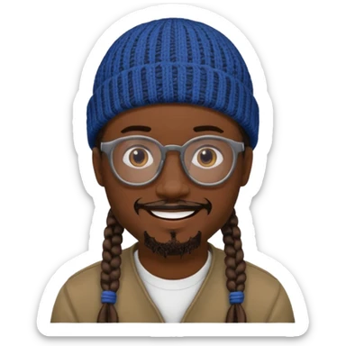 man with braids glasses beanie and goatee sticker