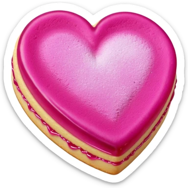 Realistic shortbread cookie in the shape of a heart with Fuchsia color jelly middle filling and sprinkled powder sugar on top. sticker