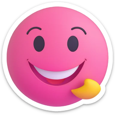 3D smiley emoji, round shape, pink color, with text 'szívtipró', flirty face sticker