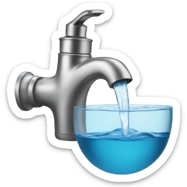 Water flowing from a faucet and a bowl sticker
