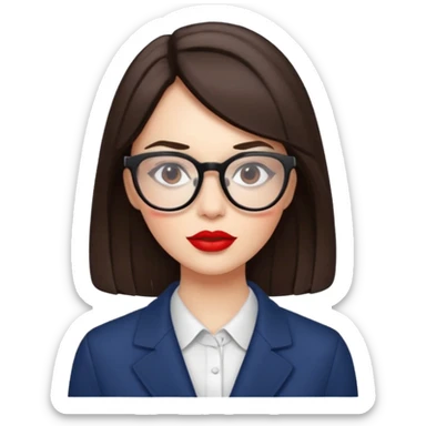 brunette with red lipstick and glasses sticker