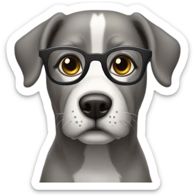 Dog Gray Beegel, Gray Eyes with Glasses sticker