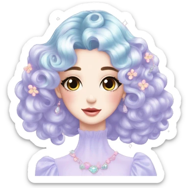 Dreamy pretty VOGUE elegant kawaii shiny pastel lady pastelcore kawaii beautiful hair fairycore cottagecore jewels trending aesthetic sticker