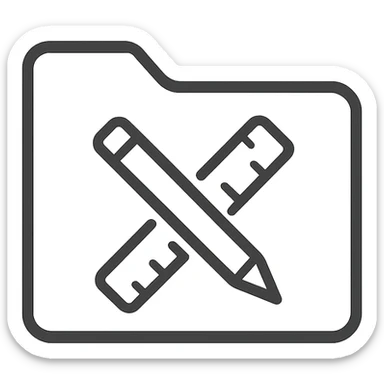 simple modern folder icon for 'school', no gradient, symbol of a crossed pencil and ruler, clear lines, neutral colors sticker