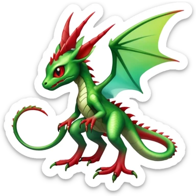 Cool Edgy Green Red ethereal badass punky Fionbri-Vernid-Trico-Flygon-animal-creature full body sticker