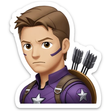 hawkeye clint barton portrait marvel, brown hair from captain america: civil war sticker