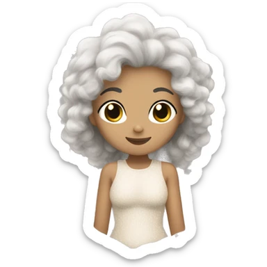 A meermaid beige white fluffy  with a medium size gray spoton its back sticker