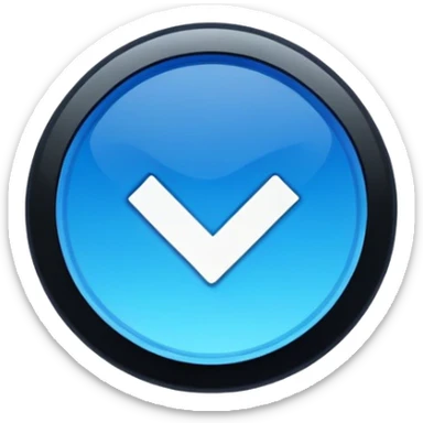 The image features a stylized blue badge with a smooth gradient, transitioning from a lighter blue at the top to a darker blue at the bottom. This badge has a circular shape with serrated edges, giving it a seal-like appearance. In the center, there's a bold, black checkmark that stands out prominently against the blue background. The overall design conveys a sense of approval or verification, often associated with authenticity or trustworthiness. This type of icon is commonly used on social media platforms to signify verified accounts. sticker