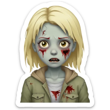 girl zombie with blonde hair sticker