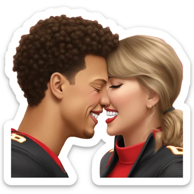 patrick mahomes kissing taylor swift sticker