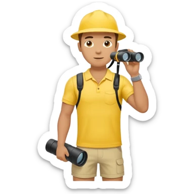 Male lifeguard – yellow shirt, binoculars in hand, scanning the sea, full body sticker