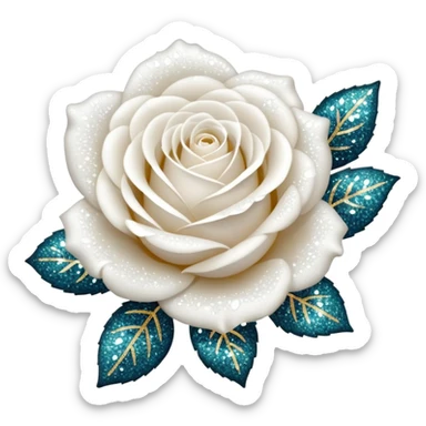 Glitter White Roses sticker